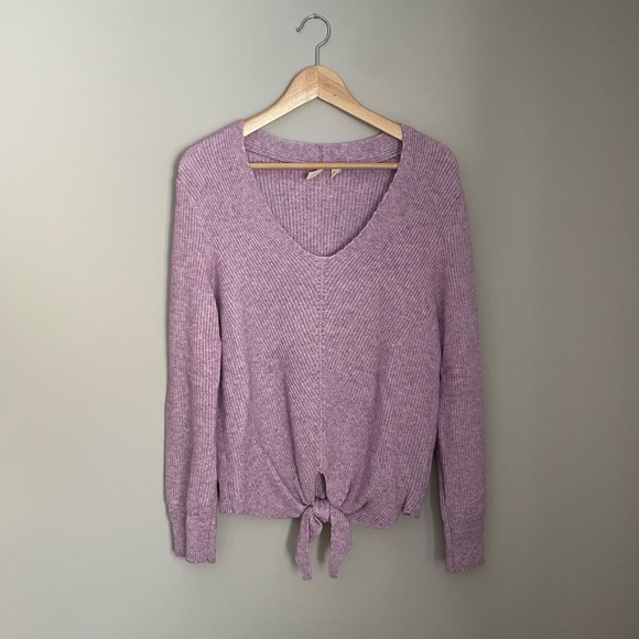 Moth by Anthropologie Purple Tie Sweater - Picture 1 of 4